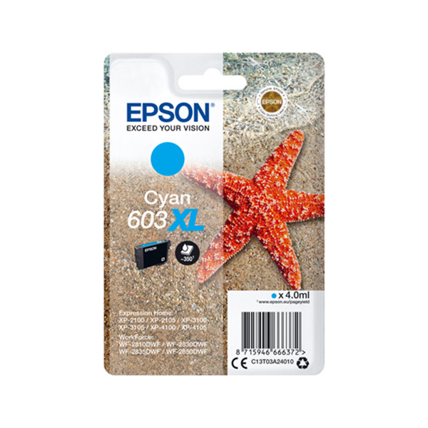 Epson 603XL (T03A2) inktcartridge cyaan hoge capaciteit (origineel) C13T03A24010 C13T03A24020 020678 - 1