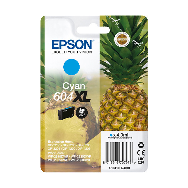 Epson 604XL (T10H2) inktcartridge cyaan hoge capaciteit (origineel) C13T10H24010 905301 - 1