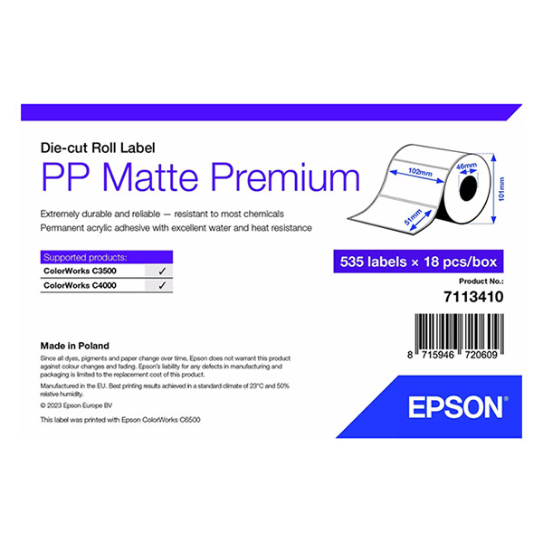 Epson 7113410 PP matte label 102 x 51 mm (origineel) 7113410 084475 - 1