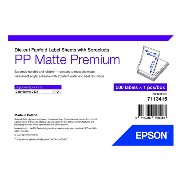Epson 7113415 PP matte label 203 x 305 mm (origineel) 7113415 084491 - 1