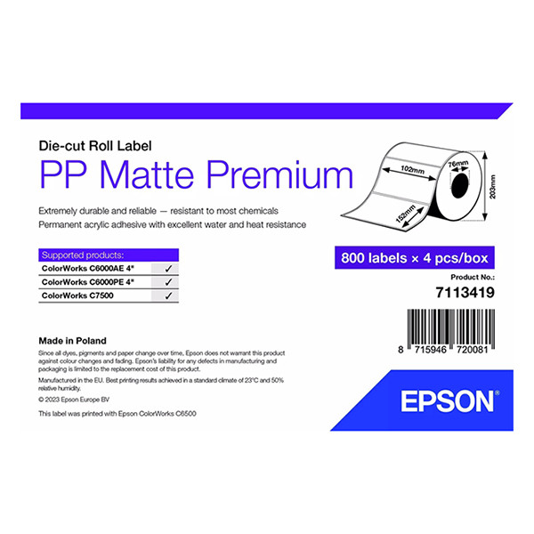 Epson 7113419 PP matte label 102 x 152 mm (origineel) 7113419 084482 - 1