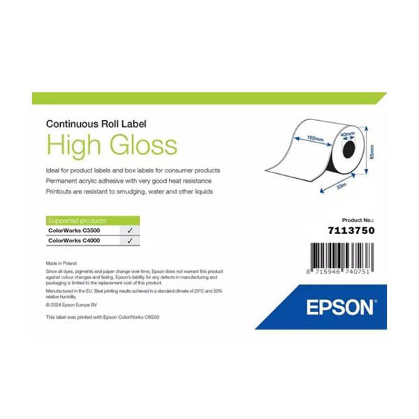 Epson 7113750 high gloss label doorlopende rol 102 mm x 33 m (origineel) 084258 - 1