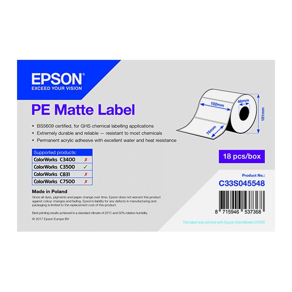 Epson C33S045548 PE matte label 102 x 76 mm (origineel) C33S045548 083396 - 1