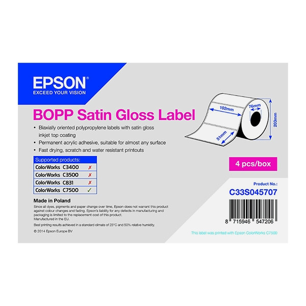 Epson C33S045707 BOPP satin gloss label 102 x 51 mm (origineel) C33S045707 083336 - 1