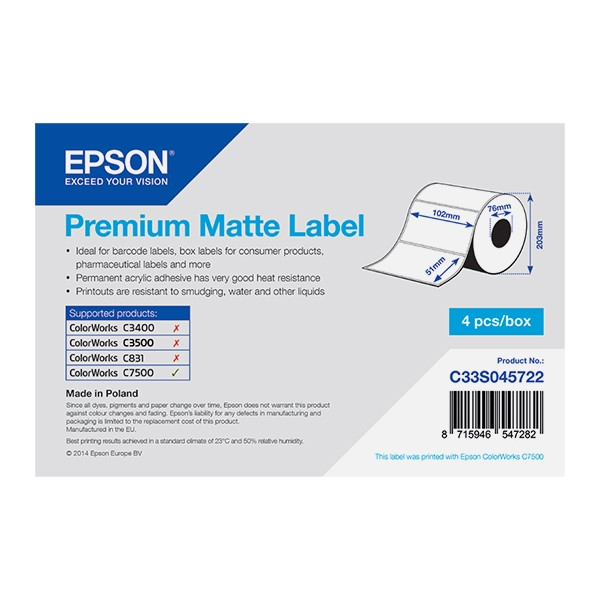 Epson C33S045722 premium matte label 102 x 51 mm (origineel) C33S045722 083314 - 1