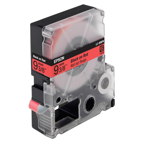 Epson LC-3RBP9 tape zwart op pastel rood 9 mm (origineel) C53S624400 083008 - 1