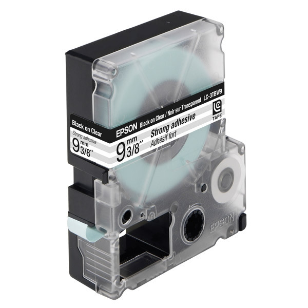 Epson LC-3TBW9 extra klevende tape zwart op transparant 9 mm (origineel) C53S624405 083018 - 1