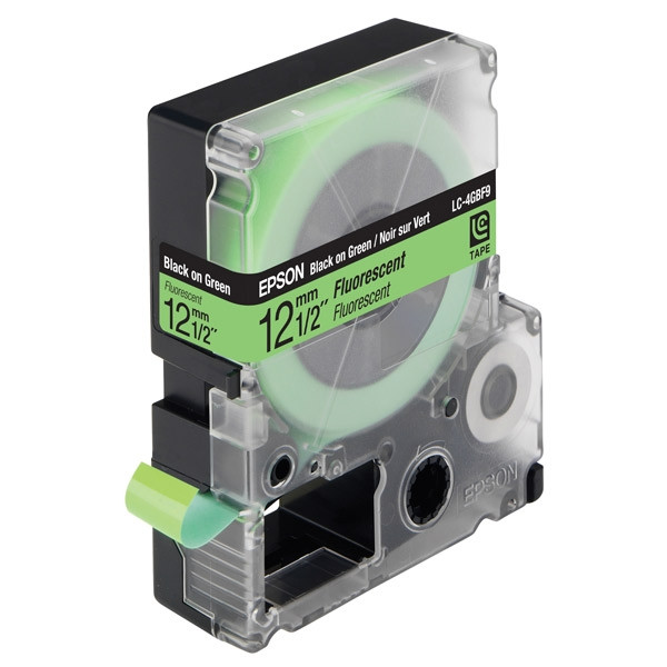 Epson LC-4GBF9 tape zwart op fluorescerend groen 12 mm (origineel) C53S625413 083046 - 1