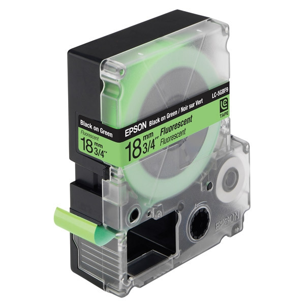 Epson LC-5GBF9 tape zwart op fluorescerend groen 18 mm (origineel) C53S626403 083064 - 1