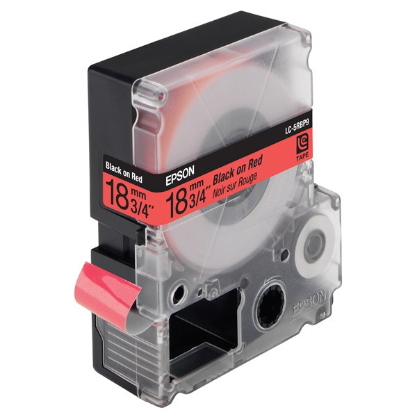 Epson LC-5RBP9 tape zwart op pastel rood 18 mm (origineel) C53S626400 083058 - 1