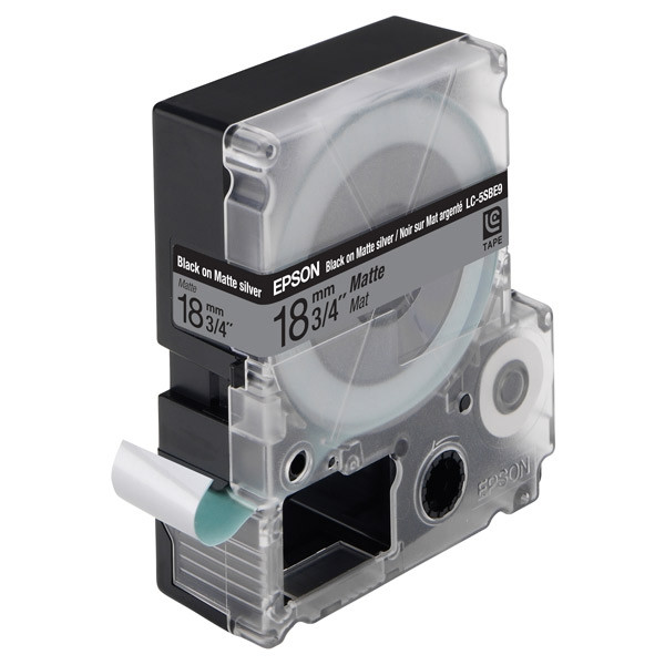 Epson LC-5SBE9 tape zwart op mat zilver 18 mm (origineel) C53S626411 083080 - 1