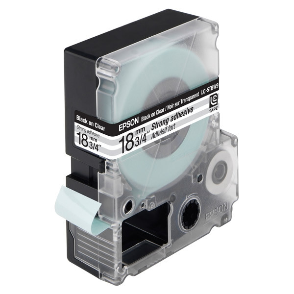 Epson LC-5TBW9 extra klevende tape zwart op transparant 18 mm (origineel) C53S626409 083076 - 1