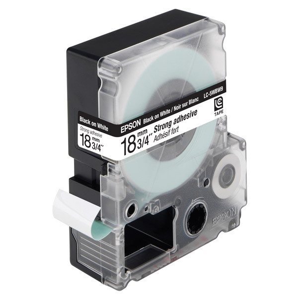 Epson LC-5WBW9 extra klevende tape zwart op wit 18 mm (origineel) C53S626410 083078 - 1