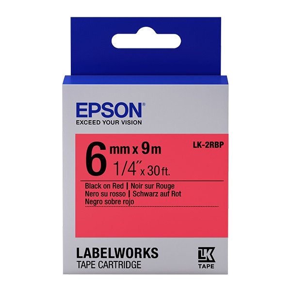 Epson LK-2RBP tape zwart op pastel rood 6 mm (origineel) C53S652001 083158 - 1