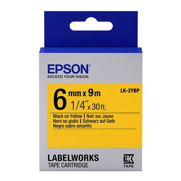 Epson LK-2YBP tape zwart op pastel geel  6 mm (origineel) C53S652002 083160 - 1