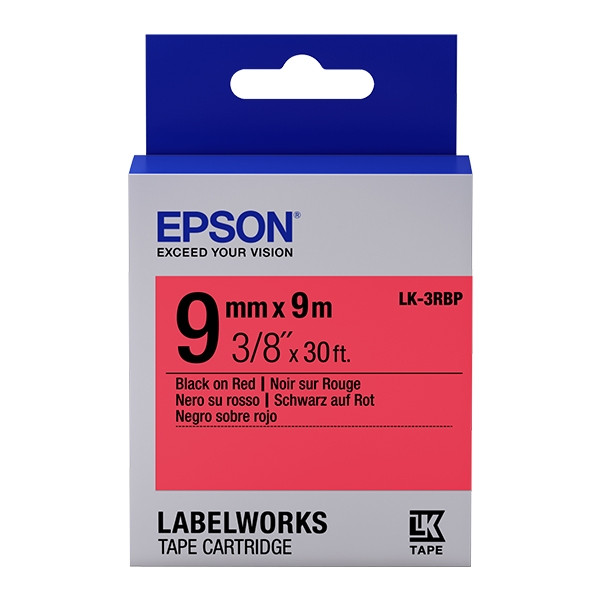 Epson LK-3RBP tape zwart op pastel rood 9 mm (origineel) C53S653001 083164 - 1