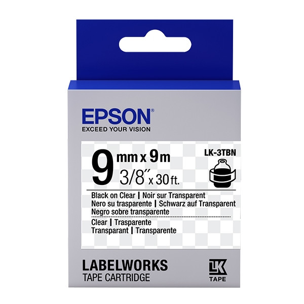 Epson LK-3TBN tape zwart op transparant 9 mm (origineel) C53S653004 083170 - 1