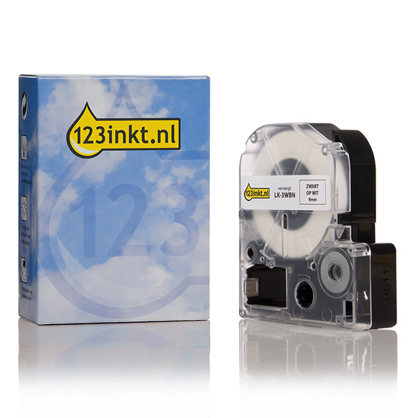 Epson LK-3WBN standard tape zwart op wit 9 mm (123inkt huismerk) C53S653003C 083179 - 1