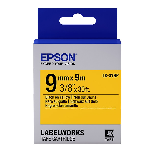 Epson LK-3YBP tape zwart op pastel geel 9 mm (origineel) C53S653002 083166 - 1