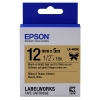 Epson LK-4KBK satijnlint tape zwart op goud 12 mm (origineel)