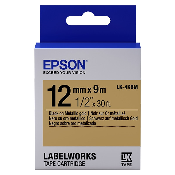Epson LK-4KBM tape zwart op metallic goud 12 mm (origineel) C53S654020 083206 - 1