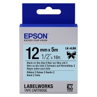 Epson LK-4LBK satijnlint tape zwart op lichtblauw 12 mm (origineel) C53S654032 083222