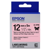 Epson LK-4PBK satijnlint tape zwart op roze 12 mm (origineel) C53S654031 083224
