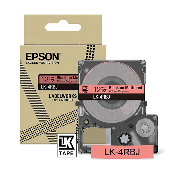 Epson LK-4RBJ matte tape zwart op rood 12 mm (origineel) C53S672071 084400 - 1