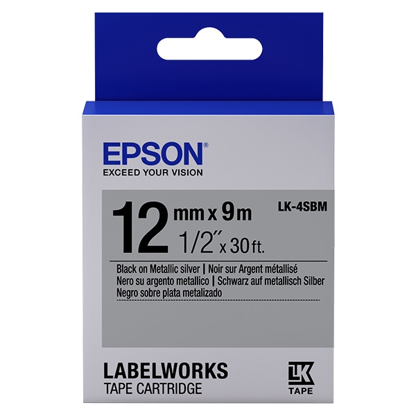 Epson LK-4SBM tape zwart op metallic zilver 12 mm (origineel) C53S654019 083204 - 1