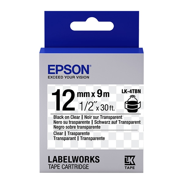 Epson LK-4TBN tape zwart op transparant 12 mm (origineel) C53S654012 083186 - 1