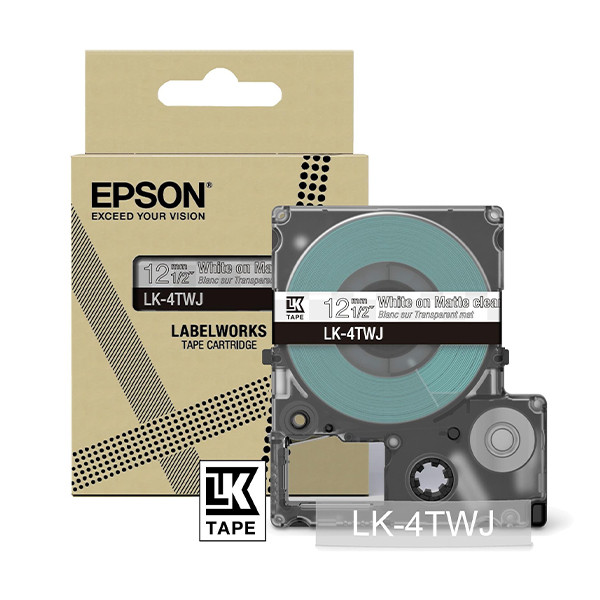 Epson LK-4TWJ matte tape wit op transparant 12 mm (origineel) C53S672068 084394 - 1