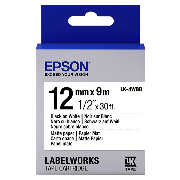 Epson LK-4WBB papier tape zwart op wit 12 mm (origineel) C53S654023 083208 - 1