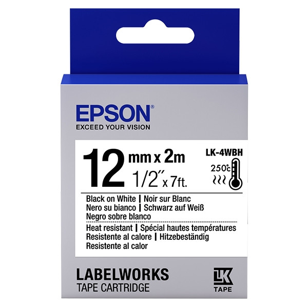 Epson LK-4WBH hittebestendige tape zwart op wit 12 mm (origineel) C53S654025 083210 - 1