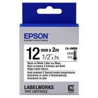 Epson LK-4WBH hittebestendige tape zwart op wit 12 mm (origineel) C53S654025 083210