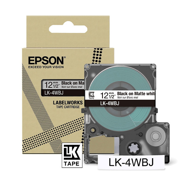 Epson LK-4WBJ matte tape zwart op wit 12 mm (origineel) C53S672062 084384 - 1