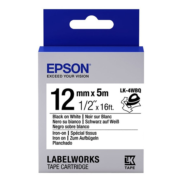 Epson LK-4WBQ opstrijkbare tape zwart op wit 12 mm (origineel) C53S654024 083216 - 1