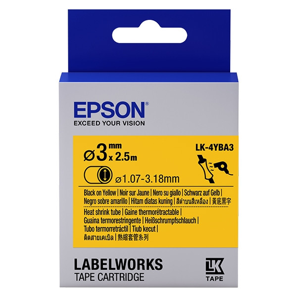 Epson LK-4YBA3 krimpkous zwart op geel 3 mm (origineel) C53S654905 083288 - 1