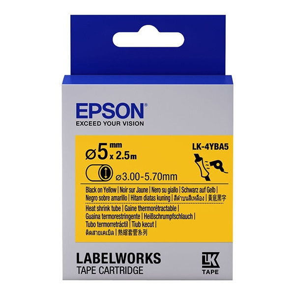 Epson LK-4YBA5 krimpkous zwart op geel 5 mm (origineel) C53S654906 083292 - 1