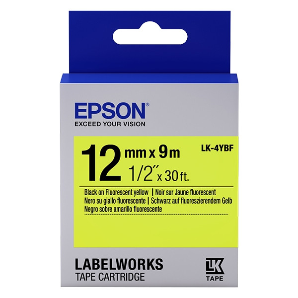 Epson LK-4YBF tape zwart op fluorescerend geel 12 mm (origineel) C53S654010 083284 - 1