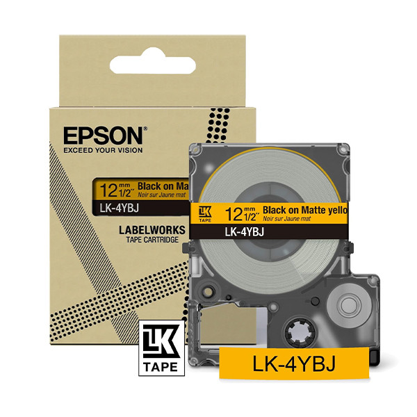 Epson LK-4YBJ matte tape zwart op geel 12 mm (origineel) C53S672074 084454 - 1