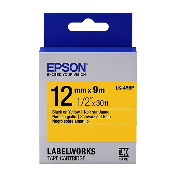 Epson LK-4YBP tape zwart op pastel geel 12 mm (origineel) C53S654008 083184 - 1