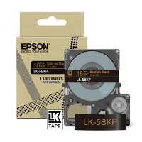 Epson LK-5BKP tape goud op metallic zwart 18 mm (origineel) C53S672095 084444
