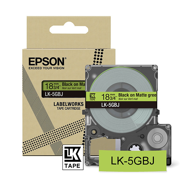 Epson LK-5GBJ matte tape zwart op groen 18 mm (origineel) C53S672078 084412 - 1