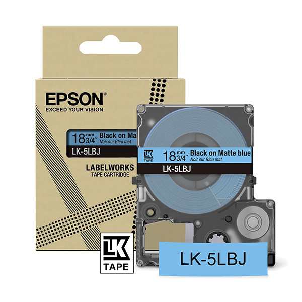 Epson LK-5LBJ matte tape zwart op blauw 18 mm (origineel) C53S672081 084416 - 1