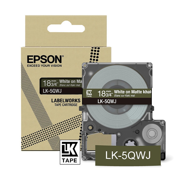 Epson LK-5QWJ matte tape wit op kaki 18 mm (origineel) C53S672089 084432 - 1