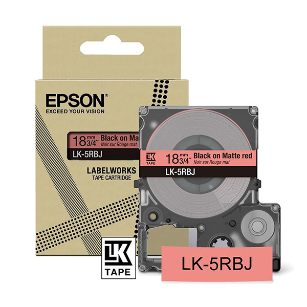 Epson LK-5RBJ matte tape zwart op rood 18 mm (origineel) C53S672072 084402 - 1