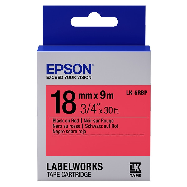 Epson LK-5RBP tape zwart op pastel rood 18 mm (origineel) C53S655002 083236 - 1