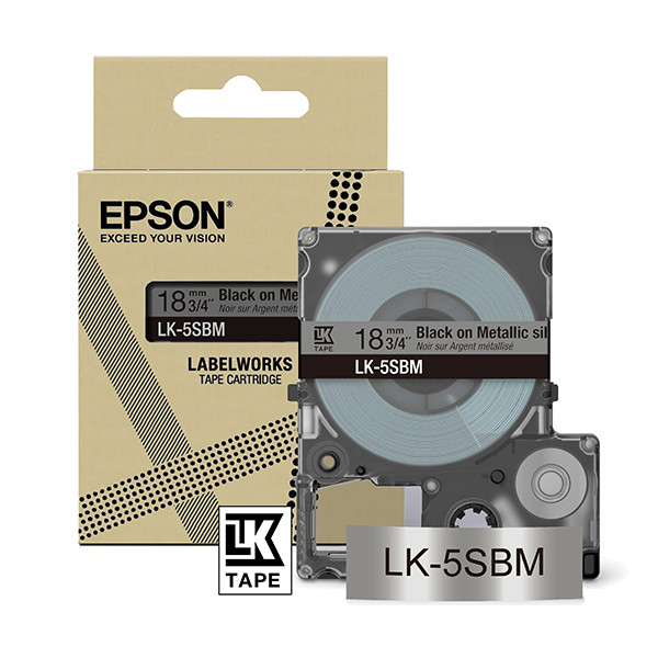 Epson LK-5SBM tape zwart op metallic zilver 18 mm (origineel) C53S672094 084442 - 1