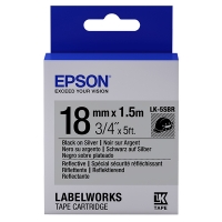 Epson LK-5SBR reflecterende tape zwart op zilver 18 mm (origineel) C53S655016 083228