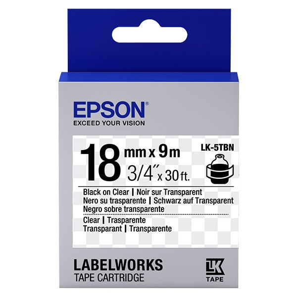 Epson LK-5TBN tape zwart op transparant 18 mm (origineel) C53S655008 083232 - 1